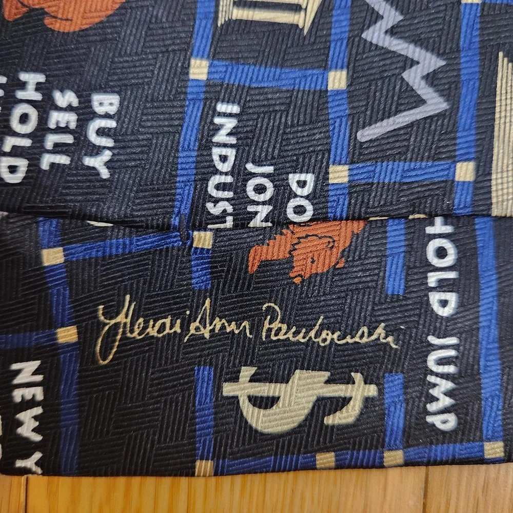 Stockbroker Squares 1998 Bull‎ Bear Markets Silk Necktie New York Stock Exchange